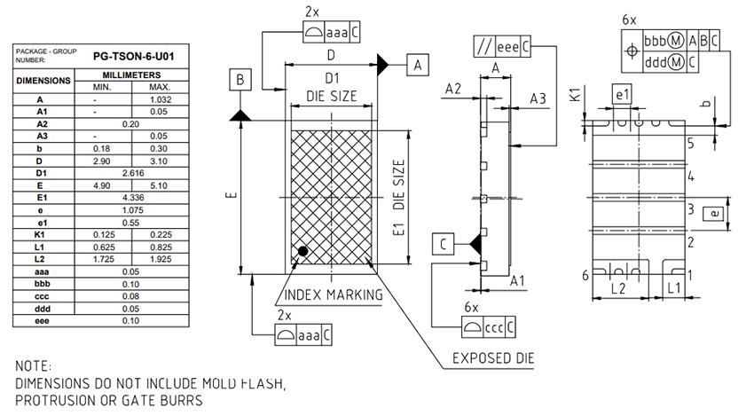 机械图纸 - Infineon Technologies CoolGaN™ G3晶体管